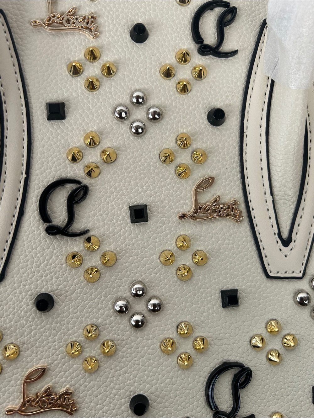 Inspired Style  White Leather Studded Logo Tote - Picture 10 of 10